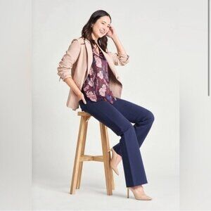 Betabrand Long Blue Straiht Yoga Dress Pants